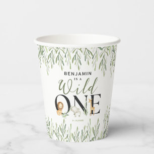 Wild One Safari Animals Boy 1st Birthday Party Paper Cups