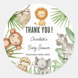 Wild One Safari Animals Boy Baby Shower Classic Round Sticker