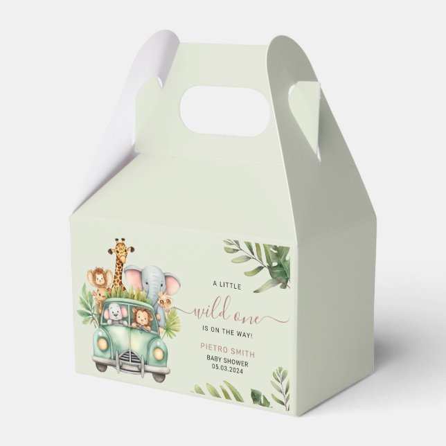 Wild One Safari Animals Boy Baby Shower  Favour Box (Front Side)