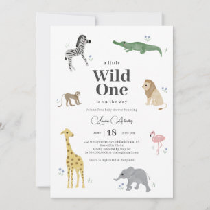 Wild One Safari Animals Boy Baby Shower Invitation