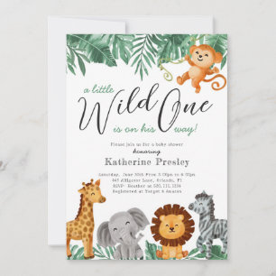 Wild One Safari Animals Boy Baby Shower Invitation