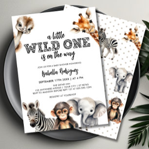 Wild One Safari Animals Boy Baby Shower Invitation