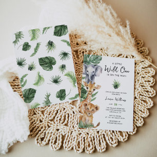 Wild One Safari Animals Boy Baby Shower Invitation