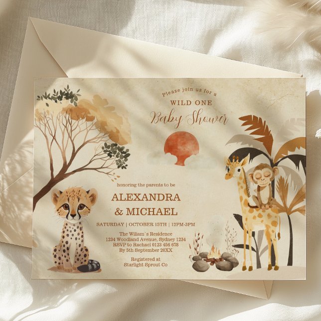 Wild One Safari Animals Boy Baby Shower Invitation (Creator Uploaded)