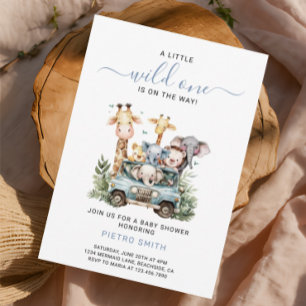 Wild One Safari Animals Boy Baby Shower  Invitation