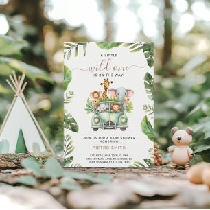 Wild One Safari Animals Boy Baby Shower  Invitation