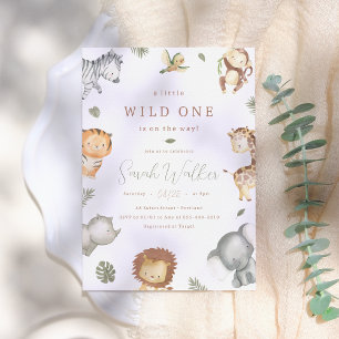 Wild One Safari Animals Boy Baby Shower Invitation