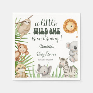 Wild One Safari Animals Boy Baby Shower Napkin