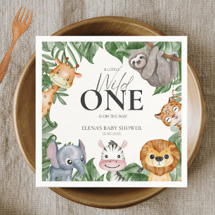 Wild One Safari Animals Boy Baby Shower Napkin