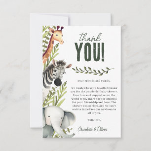 Wild One Safari Animals Boy Baby Shower Thank You Card
