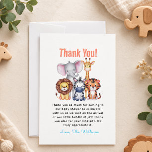 Wild One Safari Animals Boy Baby Shower Thank You Card