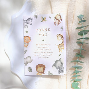 Wild One Safari Animals Boy Baby Shower Thank You Card