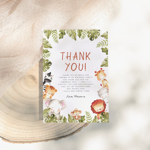 Wild One Safari Animals Boy Birthday Party Thank You Card