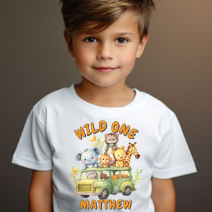 Wild one safari animals boys birthday  T-Shirt