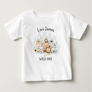 Wild One Safari Animals First Birthday Baby T-Shirt