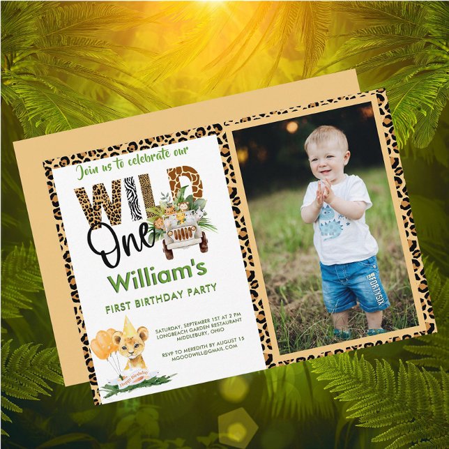 Wild One Safari Animals First Birthday Boy  Invitation (Creator Uploaded)