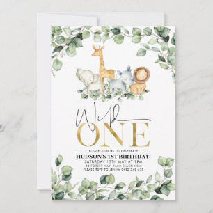 Wild One Safari Animals First Birthday Invitation