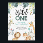 Wild One Safari Animals First Birthday Invitation<br><div class="desc">♥ A perfect way to invite your guests to your little one's birthday party! Safari Party Animals Theme.</div>