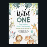 Wild One Safari Animals First Birthday Invitation<br><div class="desc">♥ A perfect way to invite your guests to your little one's birthday party! Safari Party Animals Theme.</div>