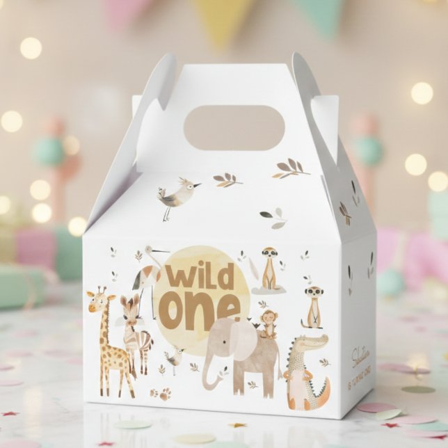 Wild one safari animals first kids birthday favour box (Creator Uploaded)