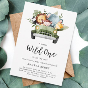 Wild One Safari Animals Gender Neutral Invitation