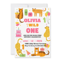 Wild One Safari Animals girl's 1st Birthday