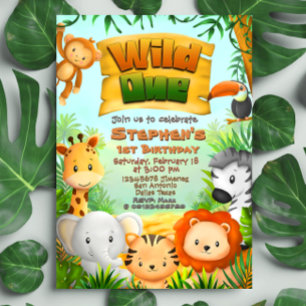 Wild One - Safari Animals Invitation