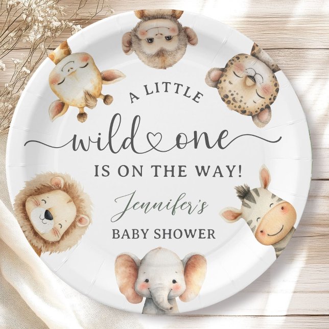 Wild One Safari Animals Jungle Baby Shower Paper Plate (Creator Uploaded)