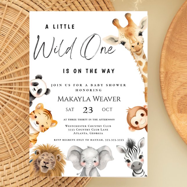 Wild One Safari Animals Jungle Theme Baby Shower Invitation (Creator Uploaded)