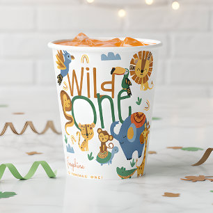 Wild one safari animals kids birthday party paper cups