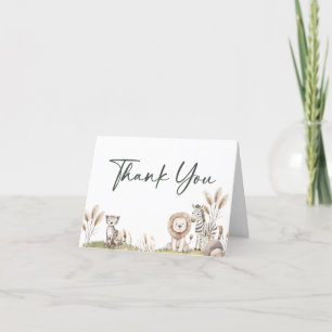 Wild One Safari Animals Neutral Baby Shower Blank Thank You Card