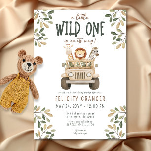 Wild One Safari Animals Neutral Baby Shower Invitation