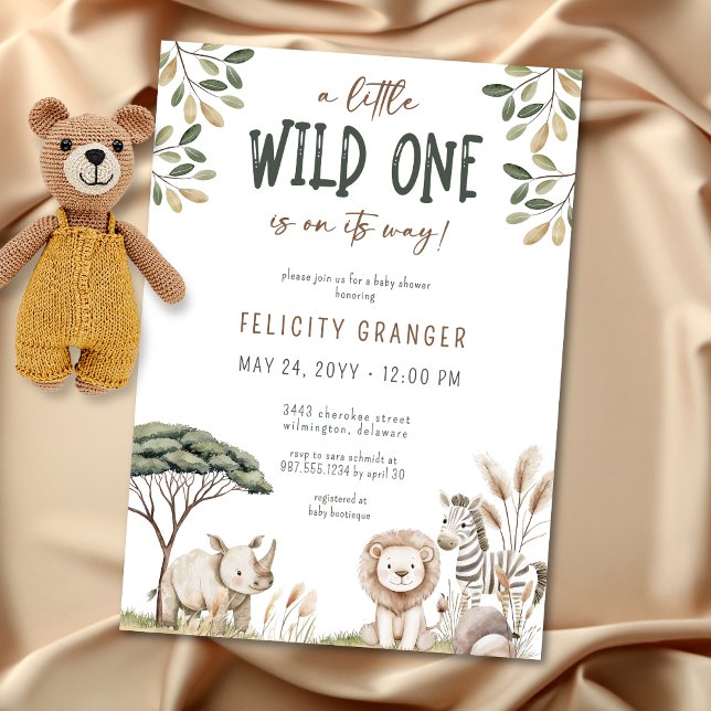 Wild One Safari Animals Neutral Baby Shower Invitation (Creator Uploaded)