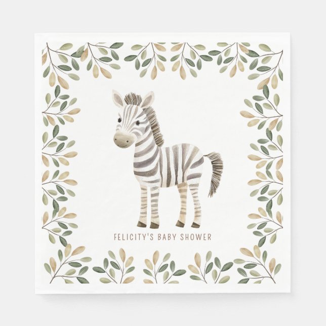 Wild One Safari Animals Neutral Baby Shower Napkin (Front)