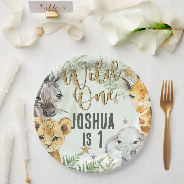 Wild One Safari Animals Paper Plates  (Wedding)