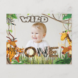 Wild One Safari Animals Safari Photo Boy Invitation