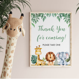 Wild ONE Safari Animals Thank you for coming Sign