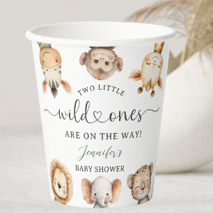 Wild One Safari Animals Twin Baby Shower Paper Cups