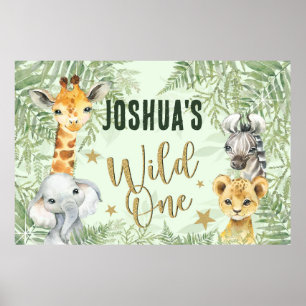 Wild One Safari Animals Welcome Banner  Poster
