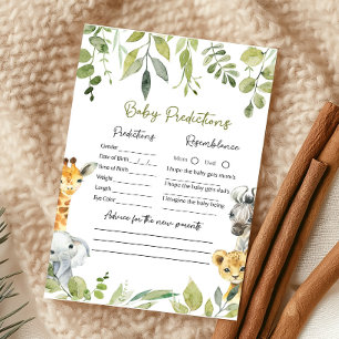 Wild One Safari Baby Shower Baby Predictions Game