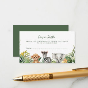 Wild One Safari Baby Shower diaper raffle card