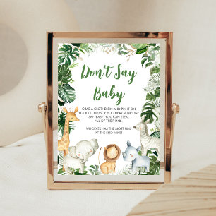 Wild One Safari Baby Shower Don't Say Baby Sign