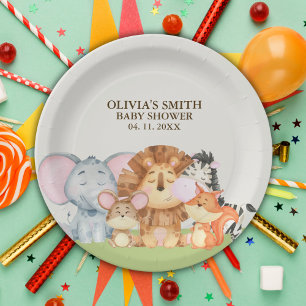 Wild One Safari Baby Shower Paper Plate
