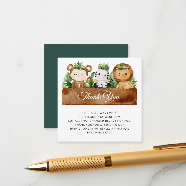wild one safari baby shower thank you card (Front/Back In Situ)