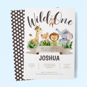 Wild One Safari Birthday Invitation