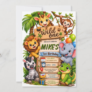 Wild One Safari Birthday Invitation | Cute Jungle