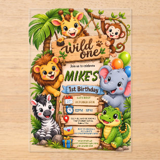Wild One Safari Birthday Invitation | Cute Jungle