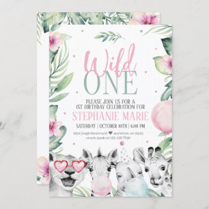 Wild One Safari Birthday Invitation for Girl