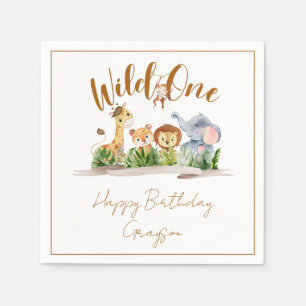 Wild One Safari Birthday Party Napkins