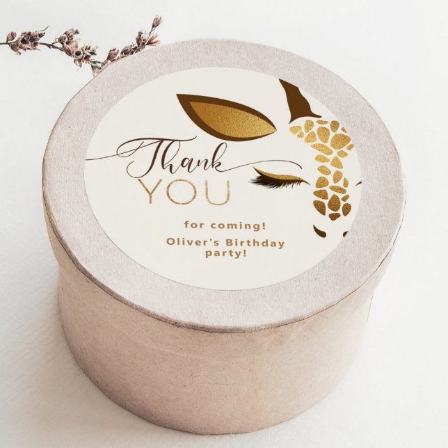 Wild one Safari birthday thank you Classic Round Sticker (Creator Uploaded)